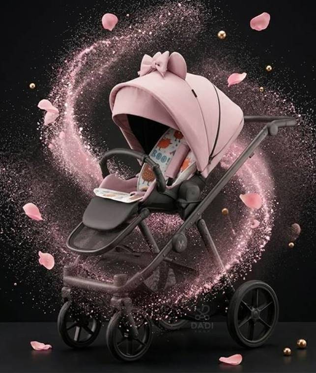 Natoni Joy New Coral Blush – spacerówka dla dziewczynki w pudrowym różu z kokardą - studio